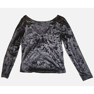 NWT Black Crushed Velvet Long Sleeve Top Gap Sz XL Scoop Neck or Back Stretch